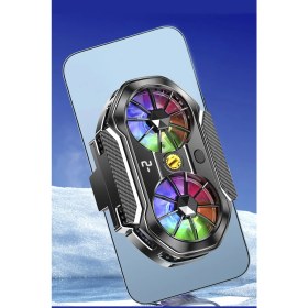 Resim Çift Fanlı Gaming Telefon Hava Soğutma Fanı Derece Göstergeli Radyatör Sessiz Fan Telefon Soğutucu 