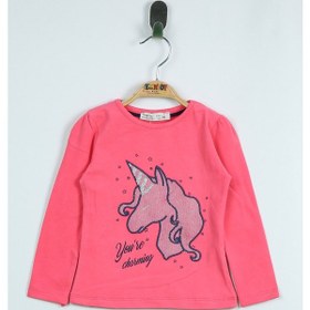 Resim Toontoy Kids Toontoy Kız Çocuk Tişört Unicorn Nakışlı Fuşya 
