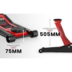 Resim GLARA Gentor - Hidrolik Araç Krikosu 3 Ton Kapasiteli - Kaldırma Yüksekliği: 75 - 505 Mm. 