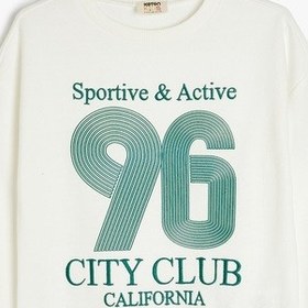 Resim Koton Kolej Baskılı Uzun Kollu Bisiklet Yaka Sweatshirt Ekru 5skg10212ak Ekru 