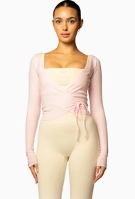 Resim The Studio Wrap Tencel-Spandex Bale Stili Sürdürülebilir Aktif Giyim Kadın Üstü - Açık Pembe / S 