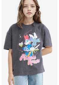 Resim Defacto Kız Çocuk Disney Mickey & Minnie Oversize Geniş Kalıp Bisiklet Yaka Kısa Kollu Tişört E2617a825smar148 Antrasit 