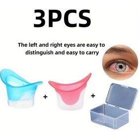 Resim Willowhaven Random Renk 2 Adet Göz Yıkama Kabı 1 Adet Saklama Kutusu Sol Sağ Göz Ayrımı Pembe Mavi Yeniden Kullanılabilir Göz Bakımı 