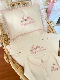 Resim Rabbit Pink Organik Yenidoğan Seti - 4 Parça Set / Biyeli Battaniye & Knot Şapka 