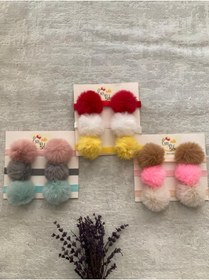 Resim ESES BEBE Bebek Çocuk 9'lu Peluş Ponpon Bandana Set 