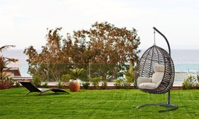 Resim Clas Bahçe Salıncağı - Kahverengi Rattan 