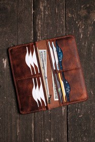 Resim Clutch Deri Cüzdan - Taba 