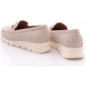 Resim Dgn 6095-1 Kadin Aksesuarli Loafer Ayakkabi Ekru 