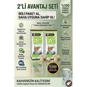 Resim Cafetto 2'li Avantaj Seti - Capsule Clean Nespresso Uyumlu Kahve Makinesi Temizleme Kapsülü 6'lı Paket - Doğada Çözünür Biyo-Bazlı 