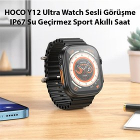 Resim Genel Markalar Hoco Y12 Ultra Watch Sesli Görüşme Ip67 Su Geçirmez Sport Akıllı Saat Siyah 