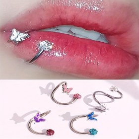 Resim 16G Paslanmaz Çelik Kelebek Labret Dudak Halkası, At Nalı Şeklinde, Dudak Piercingleri İçin Tasarlanmıştır. 