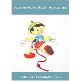 Resim Ahşap Dayanıklı Sallanan Pinokyo Figürü 19 Cm Eğlenceli Dekorasyon 1 Adet 