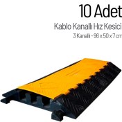 Resim İleri Trafik 10'lu Kablo Kanallı Hız Kesici Seti 3 Kanallı, Yol Kasisi 96 x 50 x 7 cm 