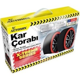 Resim Kutulu Kar Çorabı Small X-treme Series Küçük Araçlar İçin Kış Lastik Koruyucu Kar Ve Buzda Maksimum Çekiş Açık Gri 