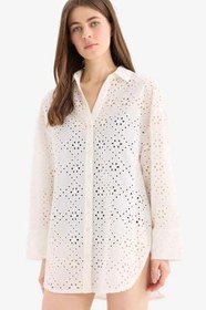Resim DeFacto Regular Fit Pamuklu Brode Plaj Gömleği C0506AX25SM Kadın 