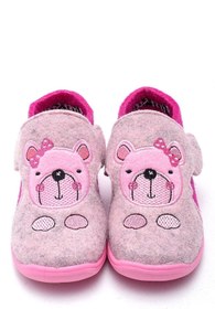 Resim First Step Pembe-fuşya Ayıcık Nakışlı Keçe Çocuk Panduf 