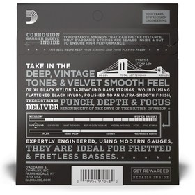 Resim D'Addario ETB92-5 XL Nylon Tapewound 5 Telli Bas Gitar Tel Seti - 50-135 Medium (Profesyonel) | Siyah Naylon Sargı, Sıcak ve Perküsyif Ton, Pürüzsüz Yüzey ve Uzun Ömürlü Yapı 