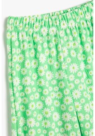 Resim Koton Bol Paça Pantolon Çiçekli Beli Lastikli Dokulu Yeşil Desenli 3skg40089ak 3SKG40089AK7D8 Yeşil 