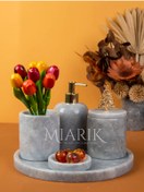 Resim MIARIK DESIGN & DEKORASYON Dekoratif Mermer 5 Li Banyo Seti Takımı 