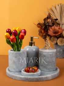 Resim MIARIK DESIGN & DEKORASYON Dekoratif Mermer 5 Li Banyo Seti Takımı 