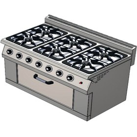 Resim CSA Inox CSA Karacasan 120 cm 700 Seri Set Üstü 6+1 Fırın Tüplü Kuzine (120x70x85Cm) 