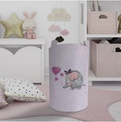 Resim MEKTA HOME Mor Sevimli Fil Desenli Oyuncak Sepeti Ve Çamaşır Sepeti Mktos-010 