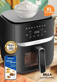 Resim GoldMaster Bella 1700w Xl Dokunmatik Cam Kapaklı Aydınlatmalı 3kg Tartı Fonksiyonlu Airfryer Sıcak Hava Fritözü 