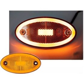Resim Ahmet Otomotiv Neon Model Ledli Oval Yan Lamba 12v-24v Sarı Renk 