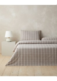 Resim English Home Glen Plaid İpliği Boyalı Çift Kişilik Çarşaflı Nevresim Takımı 200x220 Cm Koyu Bej Koyu Bej 