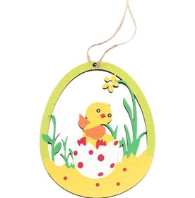 Resim Konesam 10 Adet Ağaçten Yapılmış Çiftlik Hayvanı Figürlü Paskalya Süs Takıları - Renkli Boya Ve Kenevir Teli İle Ev, Mağaza, Parti Dekorasyonu 