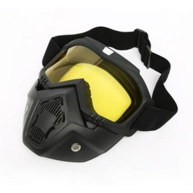 Resim MOTOANL Cross Motosiklet Bisiklet Gözlüğü Açık Kask Maskesi Süngerli Bant Lastikli Jet Maske Sarı Camlı 