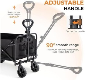 Resim Katlanabilir Pazar Arabası, 100 Kg Taşıma Kapasitesi, Sağlam Çelik Gövde, Oxford Kumaş, Su Geçirmez Tasarım, 360 Derece Manevralı Tekerlek, Kamp, Plaj, Pazar, Market İçin Vagon Taşıma Arabası 