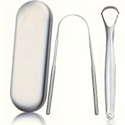 Resim 2 adet Paslanmaz Çelik Dil Kazıyıcı - Kokusuz Taze Nefes Ağız Bakımı Aracı, Ergonomik Sap ve Kompakt Kutu ile, Erkekler ve Kadınlar için Mükemmel Hediye, Beyaz ve Pembe Seçenekler, Ağız Bakımı Aracı, Şık Tasarım, Pürüzsüz Yüzey 