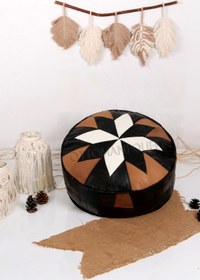 Resim Ottoman Pouffe Şok Fiyat Açılışa Özel %50 Off! Art Deco El Yapımı Hakiki Deri Orijinal Bohem Ottoman Puf Minder60cm 