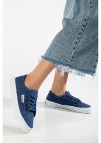 Resim Tonny Black Rahat Kalıp Krep Taban Bağcıklı Keten Kadın Kot Mavi Günlük Ayakkabı Tbacr801 KOT MAVİ 