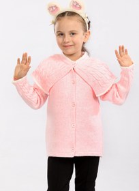 Resim Cloudy Kids Kız Çocuk Düğmeli Pelerin Yaka Triko Hırka 