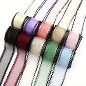 Resim 5 Yards 40mm Geniş Şeffaf Şifon Kurdele | Zarif Organza Saten Bitiş | Hediye Paketleme, Dikiş, Pasta Süsleme, Buket, Düğün El Sanatları ve DIY Projeleri için Mükemmel | Canlı Renkler (Siyah, Beyaz, Gri, Mor, Pembe) 