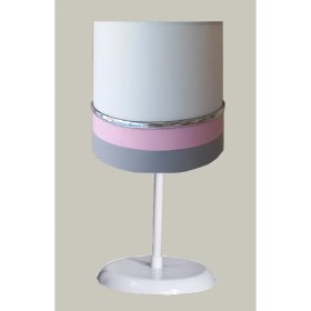 Resim Onay Avize Beyaz Gri Pembe M-788 Kumaş Kaplama 2.li Set Yatak Odası Genç ve Çocuk Odası Avize ve Abajur Seti 