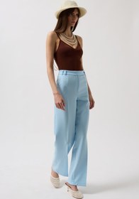 Resim Bel Kemerli Pantolon - Bebe Mavi / 38 