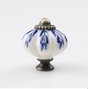 Resim 10'lu Seramik Kapı Kolları, Vintage Stil, Salaş Şık Stil, Kraliyet Mavisi 