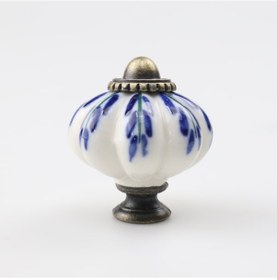 Resim 10'lu Seramik Kapı Kolları, Vintage Stil, Salaş Şık Stil, Kraliyet Mavisi 