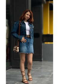 Resim Denim Mini Etek Lacivert 