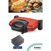 Resim Goldmaster Gurmex Parlak Kırmızı 1750 Watt Granit 5 Kademe Isı Ayarlı Tost ve Izgara Makinesi 