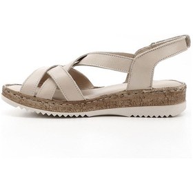 Resim Gönderi R Bej Antik Cırt Bantlı Dolgu Topuk Hakiki Deri Sandalet Bej 