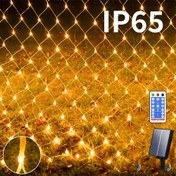 Resim 1 Paket 192 LED Güneş Enerjili Ağ Işıklar, 298.7cm*201.17cm 8 Modlu Su Geçirmez IP65 Solar Dış Mekan Aydınlatma, Uzaktan Kumandalı Otomatik Açma/Kapama, Noel Ağacı Bahçe Parti Düğün Süsleme Dekorasyonu 