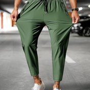 Resim Erkekler için Yüksek Esneklikli Atletik Kısa Pantolon, Beli İpli, Fermuarlı Cepli ve Yansıtıcı Şeritli - Zeytin Yeşili, Spor Salonu, Koşu ve Günlük Kıyafet için Rahat ve Çok Yönlü, Spor Giysileri 
