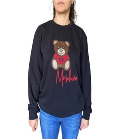 Resim Unısex Lacivert Mschno Toy Ayıcık Nakışlı Bisiklet Yaka SweatShrt Lacivert 