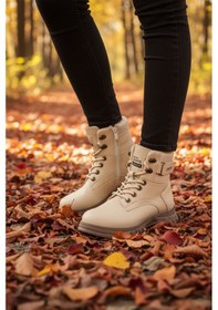 Resim Aspor Bej Vizon İçi Polarlı Fermuarlı Kadın Bot Çok Renkli 