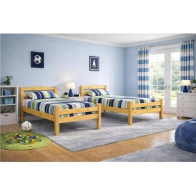 Resim CopperWood Doğal Ahşap Montessori Ayrılabilir Ahşap Ranza ve Karyola 
