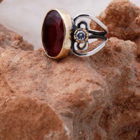 Resim Sümer Telkari Yakut Elişi Tasarım Gümüş Yüzük 3083 